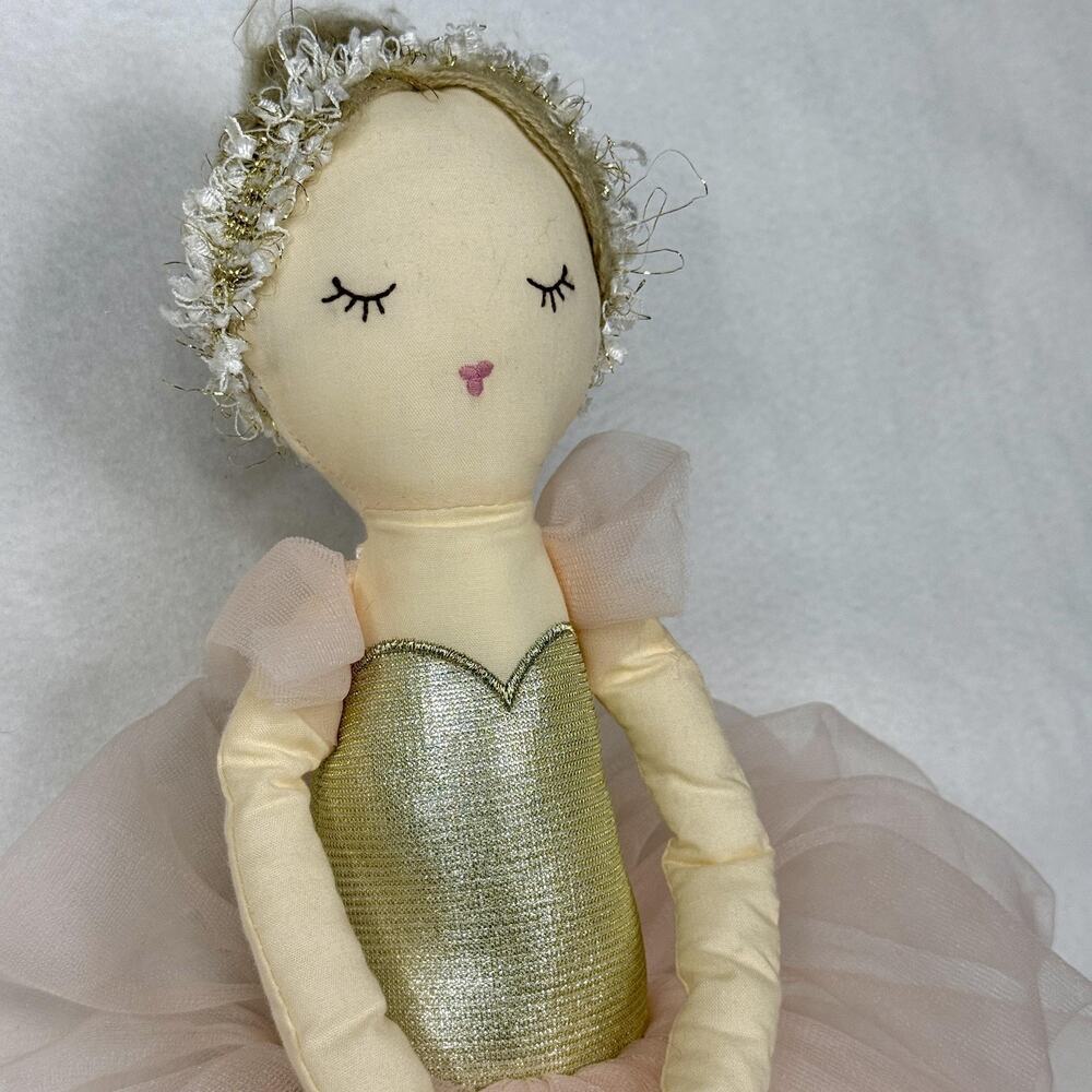 Mon Ami Designs Ballerina Plush Doll Medium Pink Tutu Gold Shoes Soft Toy Decor